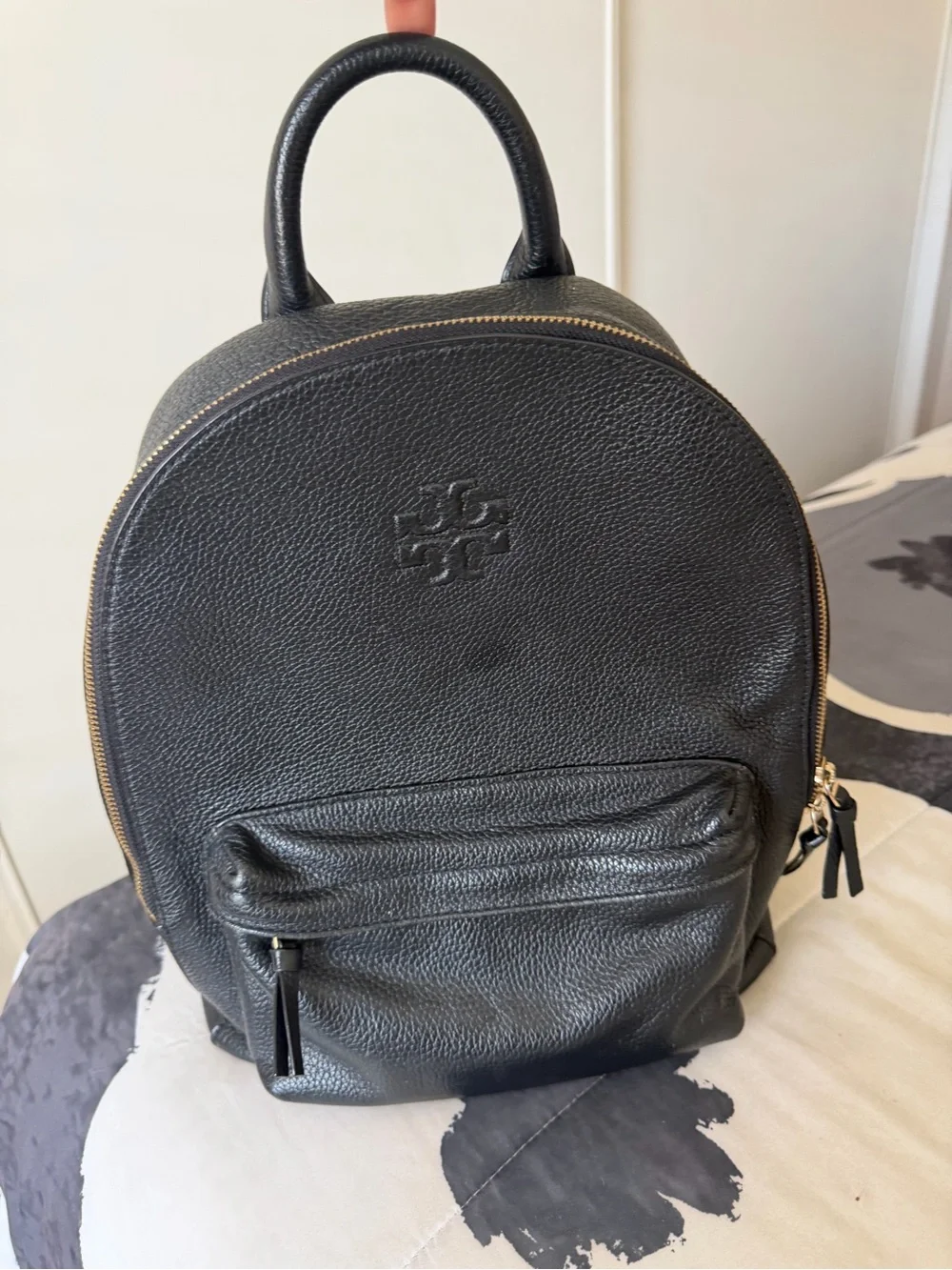 Tory Burch EUC Black Pebbled Leather Backpack